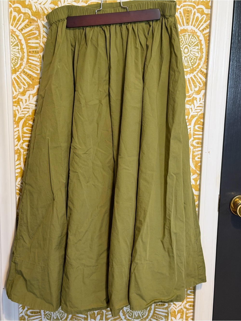 Free People Olive Midi Skirt with Gathered Waist - Picture 2 of 3